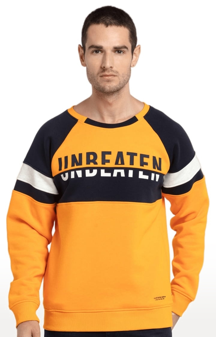 Status Quo | Men's Yellow Polycotton Printed Sweatshirts
