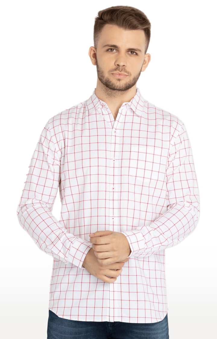 Status Quo | Men's White Cotton Checked Casual Shirts