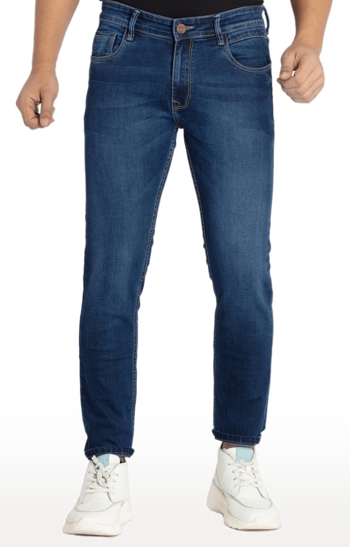 Status Quo | Men's Blue Cotton Solid Straight Jeans