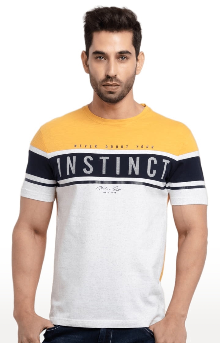 Men's Yellow Cotton Solid Sweatshirts