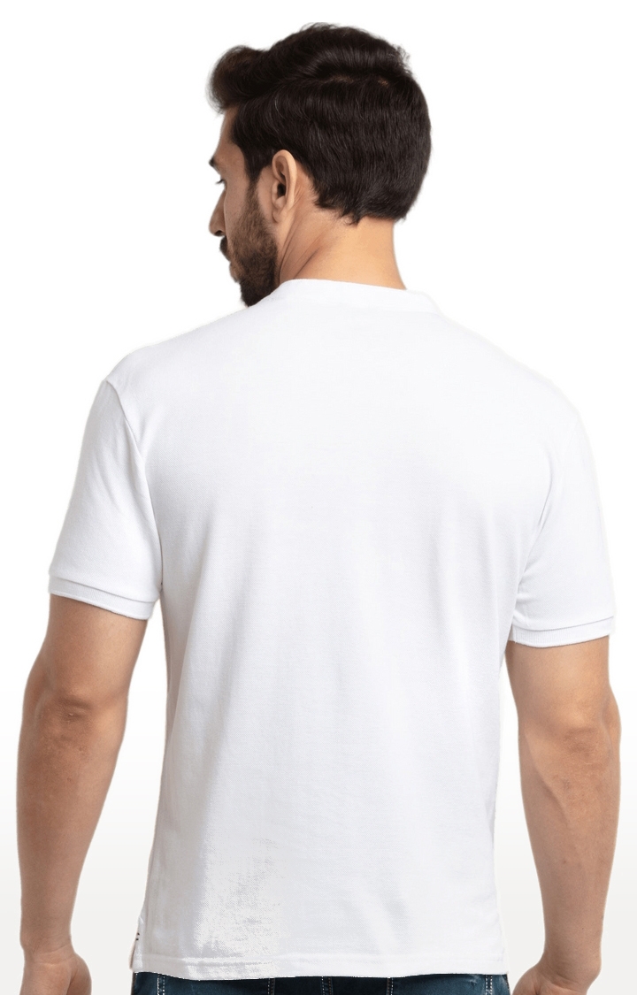 Men's White Polycotton Solid Regular T-Shirt