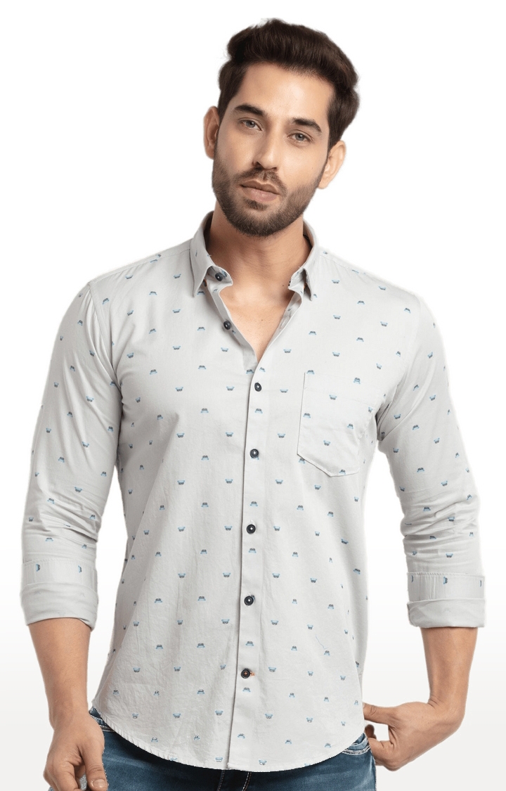 Status Quo | Men's Grey Cotton Printed Casual Shirts