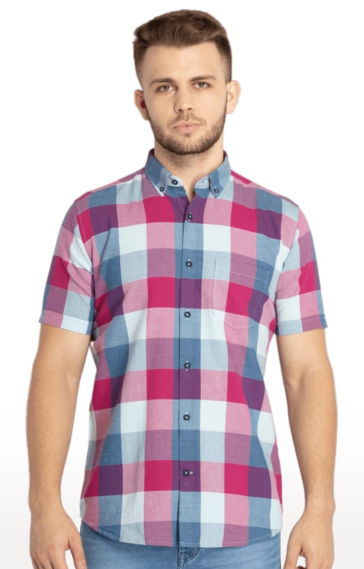 Status Quo | Men's Red Cotton Checked Casual Shirts
