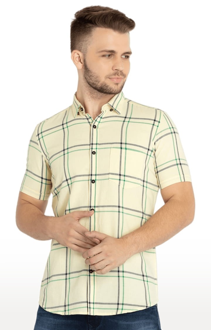 Status Quo | Men's Yellow Cotton Checked Casual Shirts