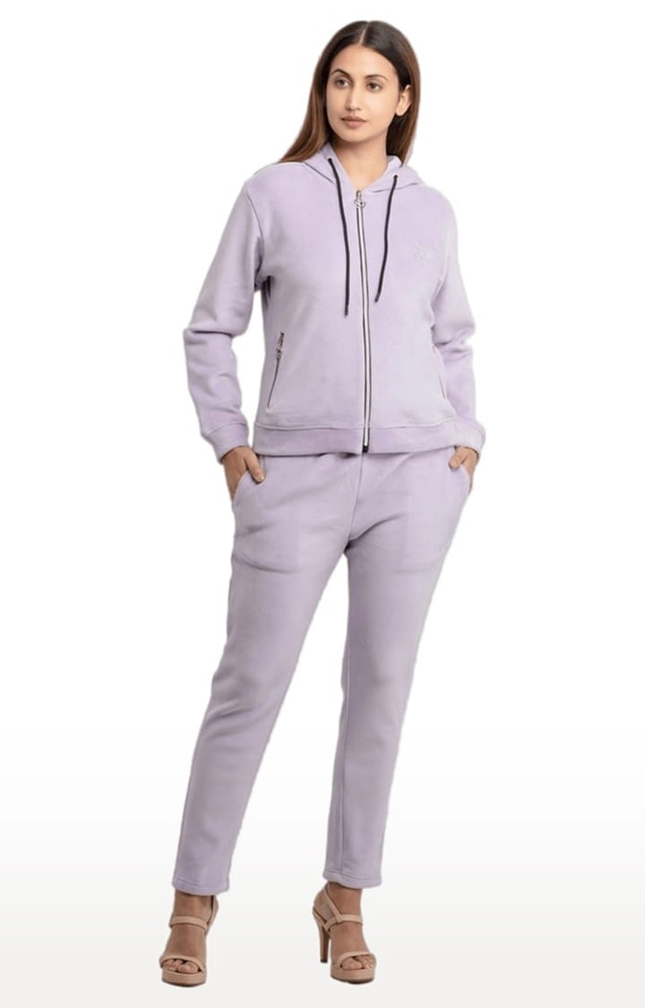 Purple Polycotton Solid Tracksuits