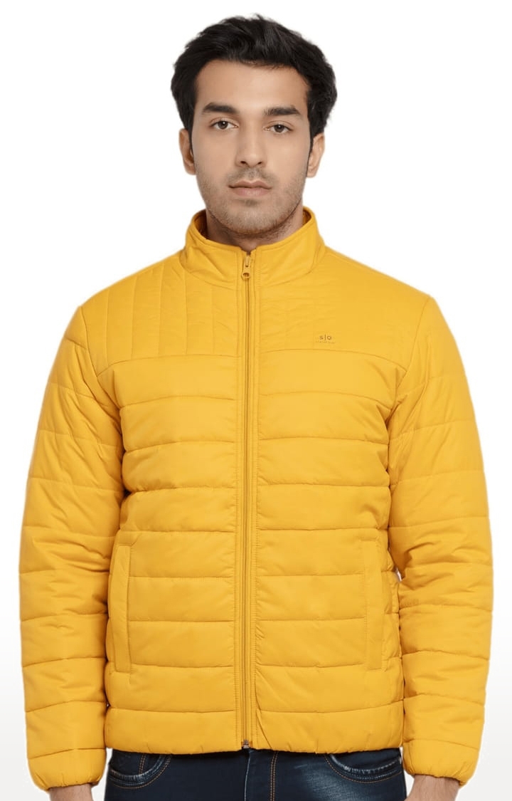Status Quo | Men's Yellow Polyester Quilted Bomber Jackets