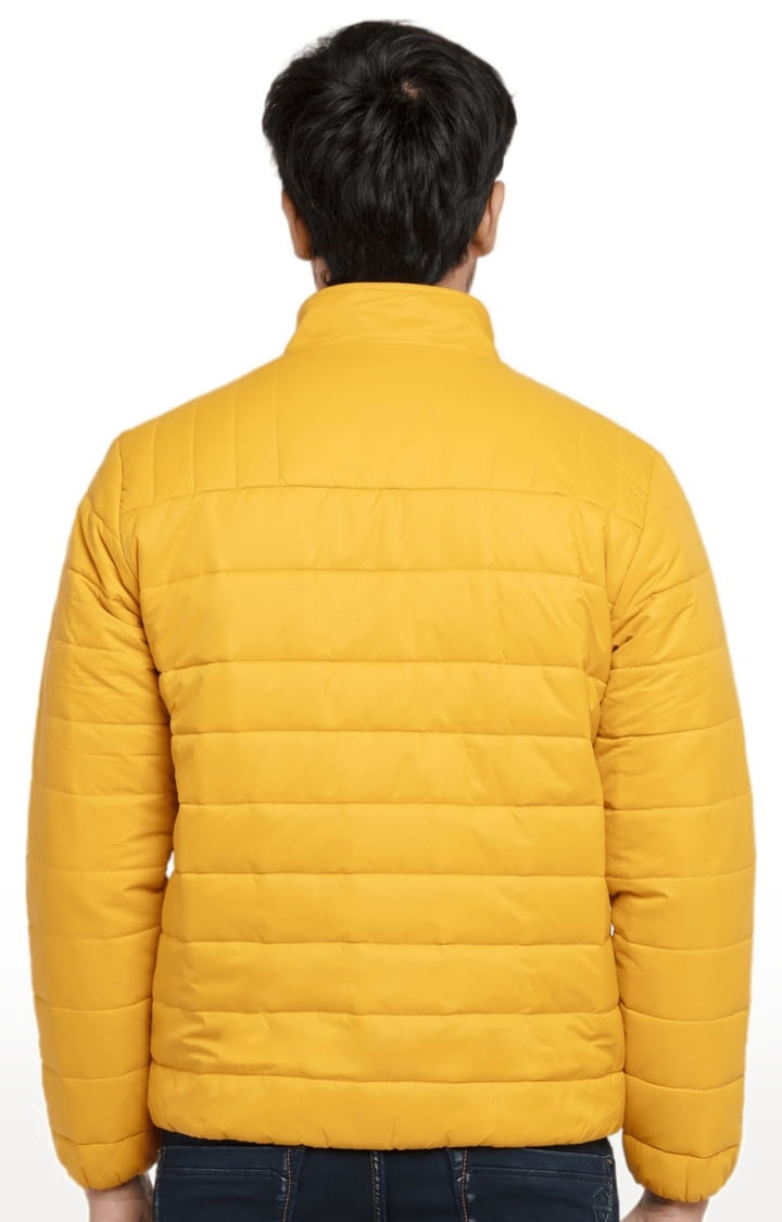 Men's Yellow Polyester Quilted Bomber Jackets