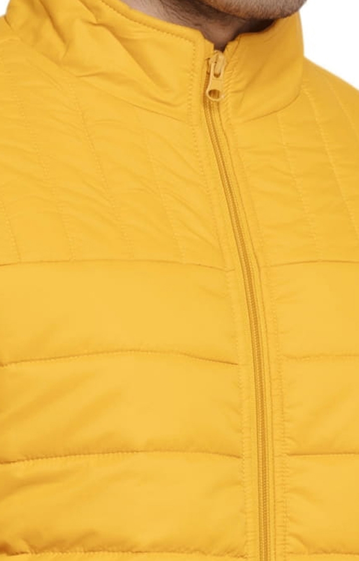 Men's Yellow Polyester Quilted Bomber Jackets