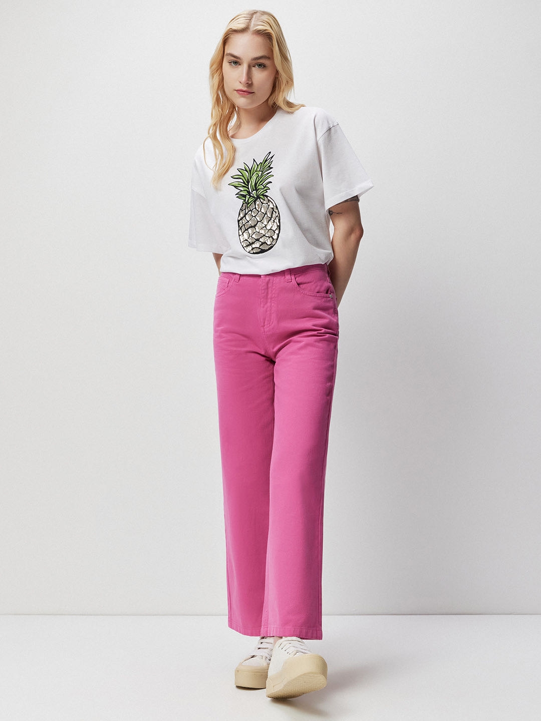 Cover Story | Fuchsia Wide Leg High-Rise Jeans
