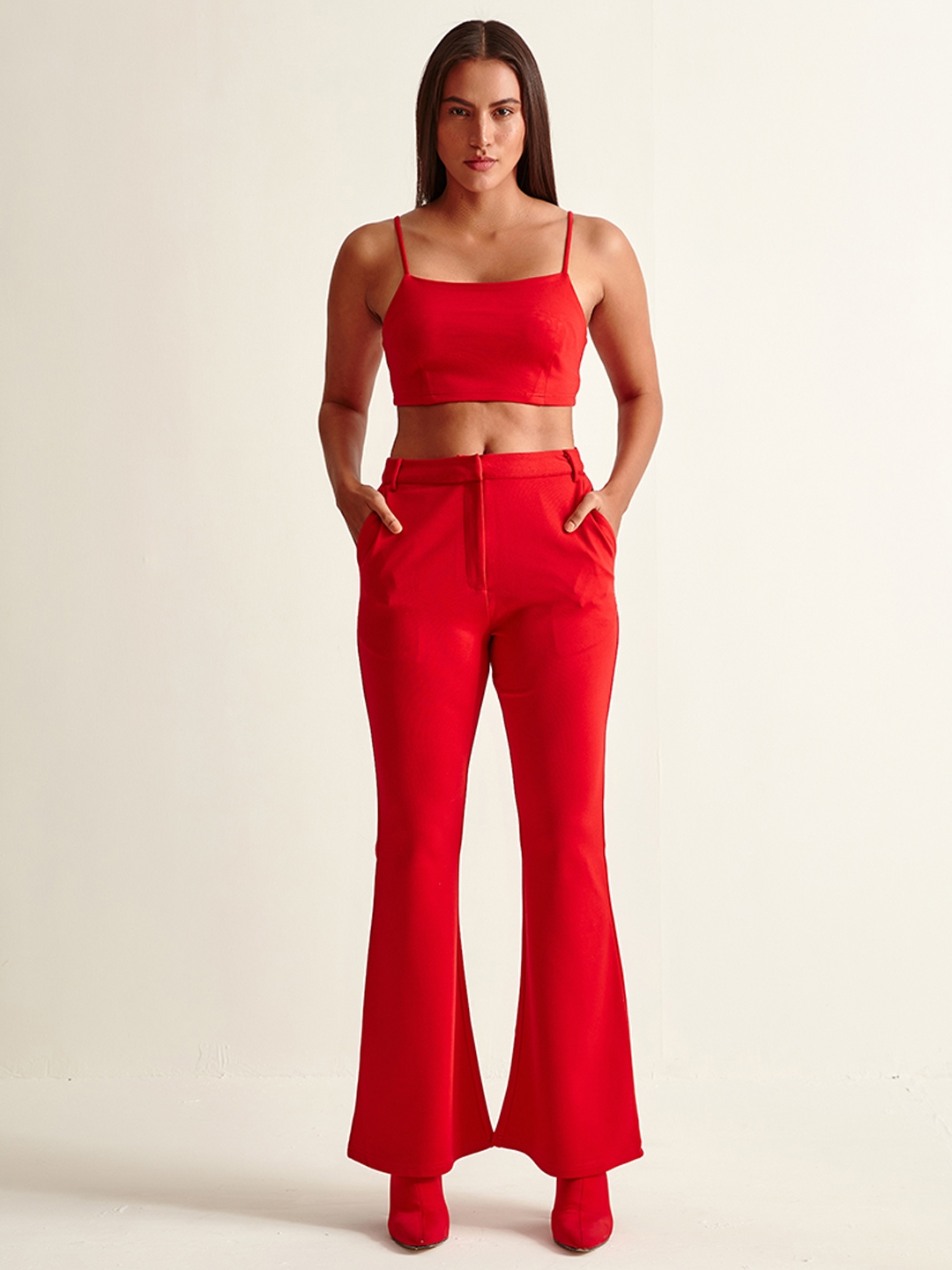Red Belted Paperbag waist Trouser