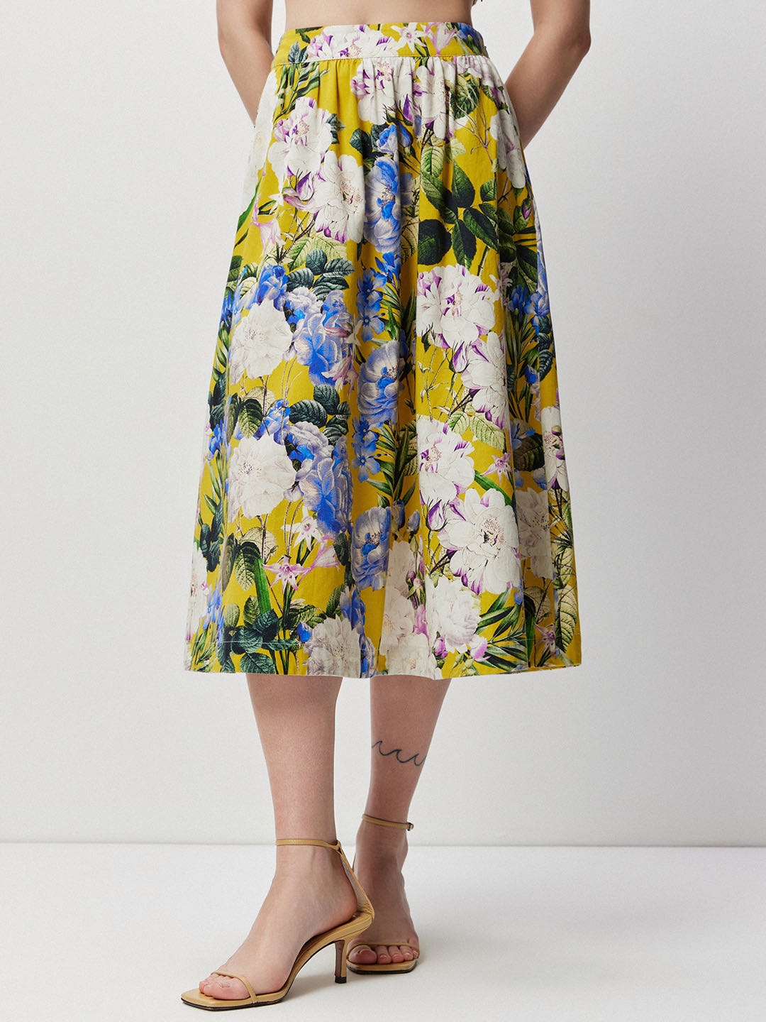 Cover Story | Mustard Floral Midi Skirt