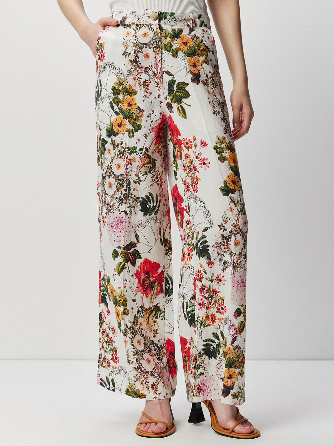 Cover Story | White Floral Print Linen Trouser