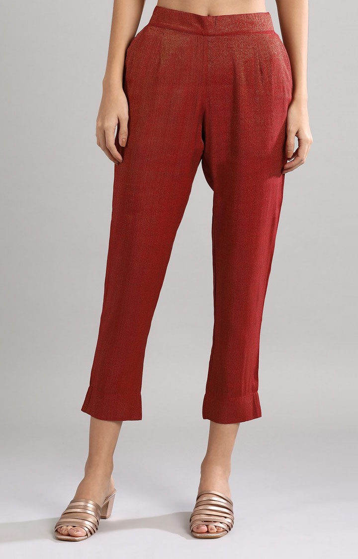 Anklelength linen trousers  Red  Ladies  HM IN