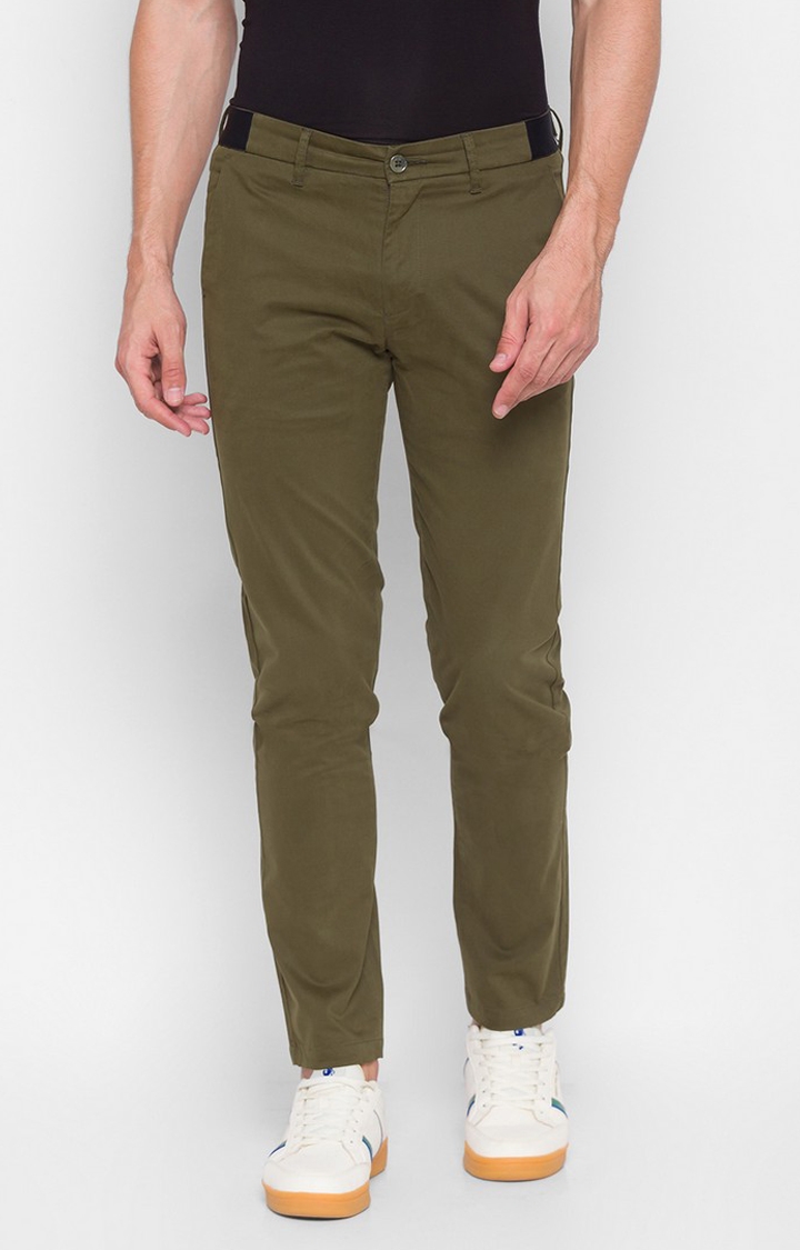 Buy Spykar Beige Cotton Slim Fit Self Pattern Trousers for Mens Online   Tata CLiQ