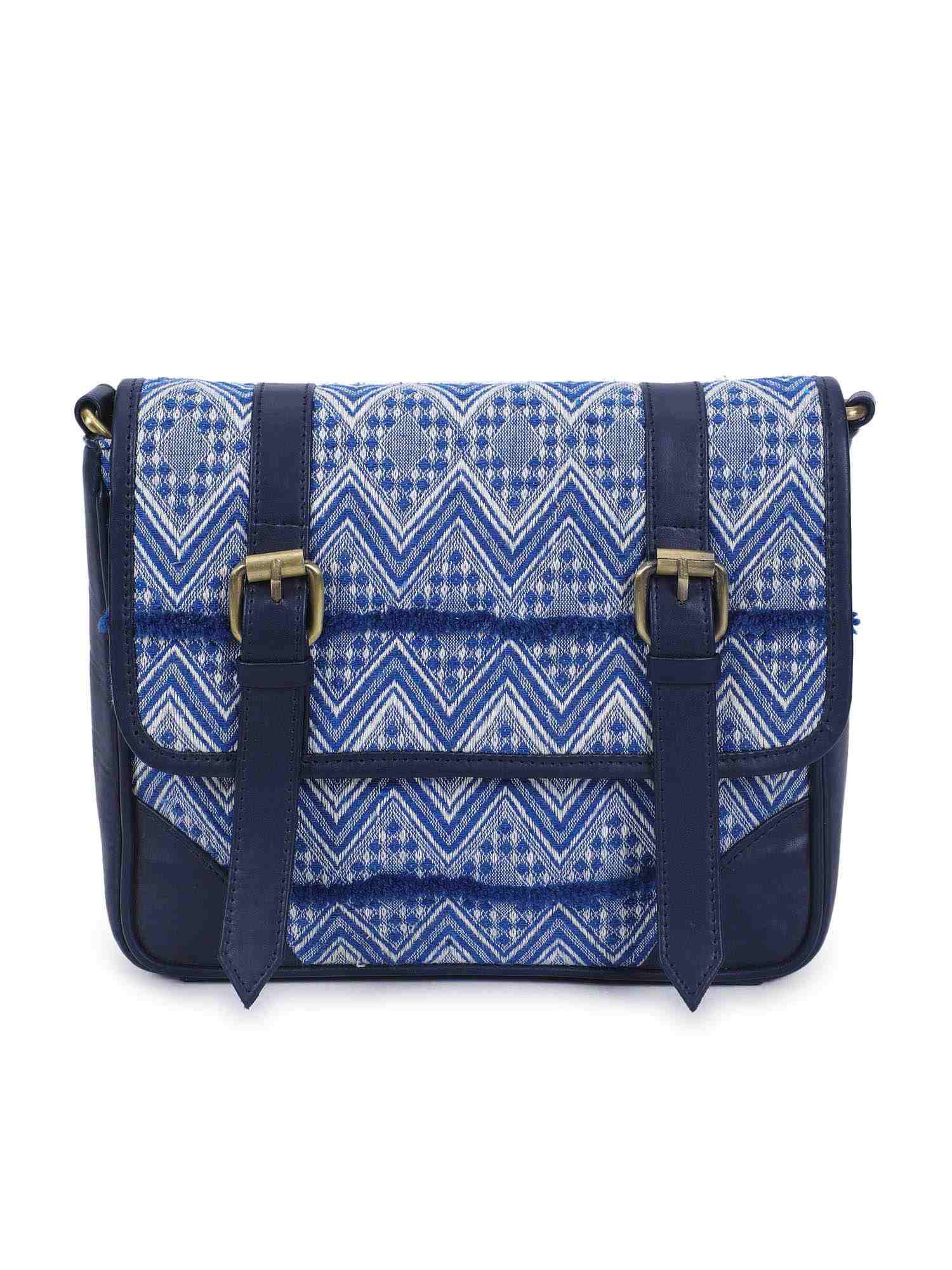 All blue messenger bag