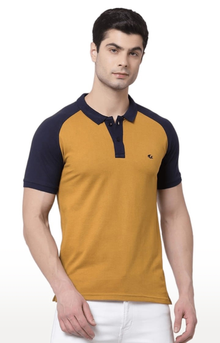 Allen Cooper | Men's Yellow Polycotton Solid Polo T-Shirt