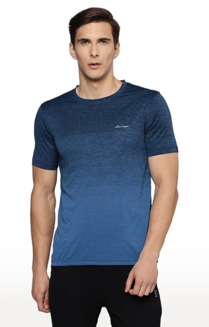 Allen Cooper | Men's  Polyester Melange Textured Activewear T-Shirts