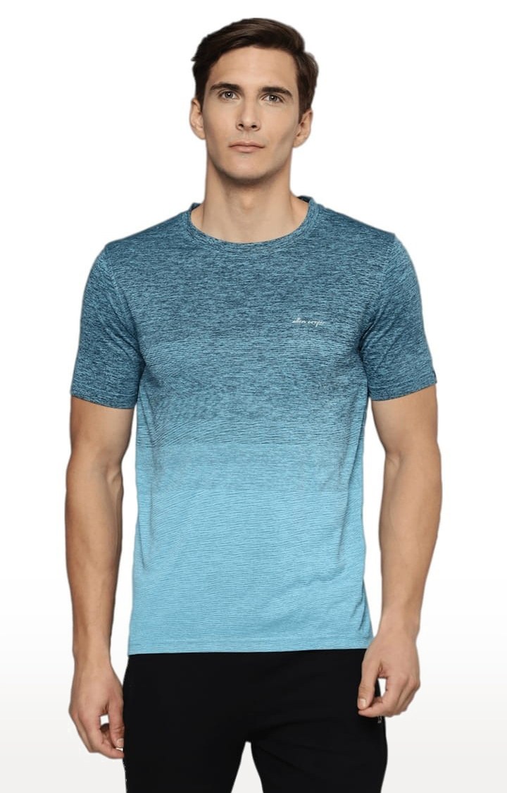 Allen Cooper | Men's Green Polyester Melange Textured Activewear T-Shirts