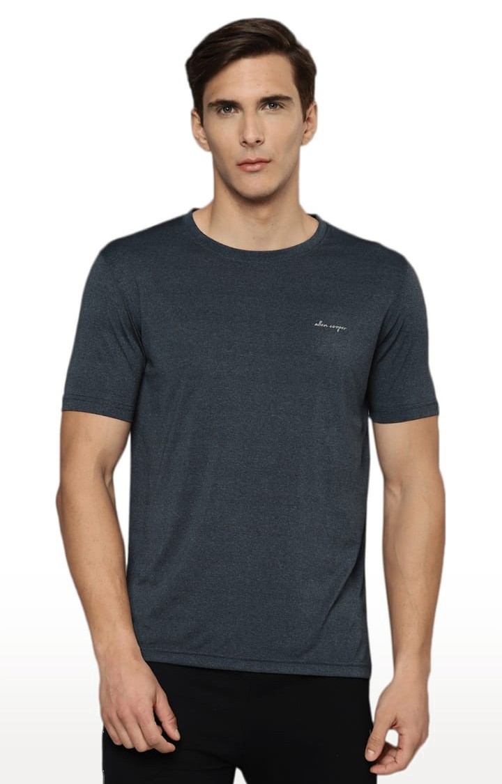 Men's Black Polyester Melange Textured Activewear T-Shirts