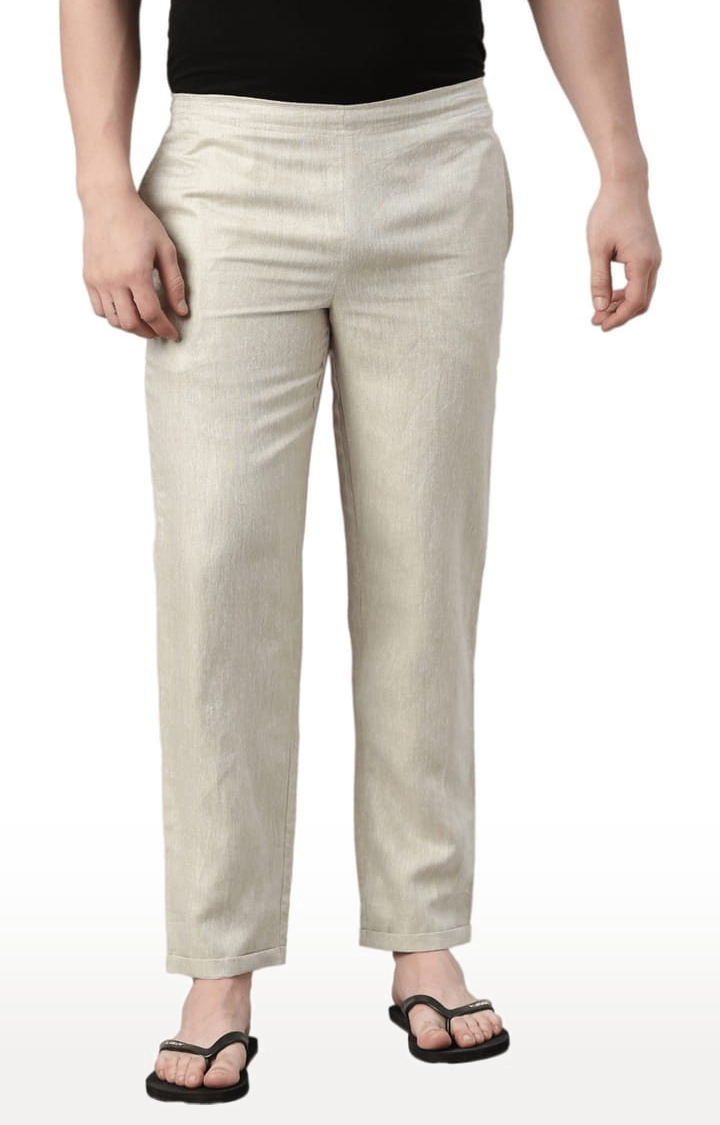 Ecentric | Men's Light Brown Solid Hemp Casual Pant