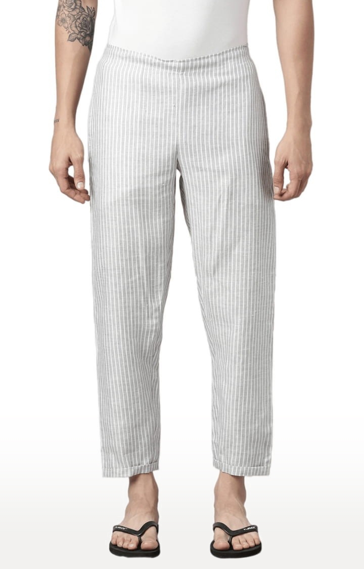 Ecentric | Men's Grey Stripes Hemp Casual Pant