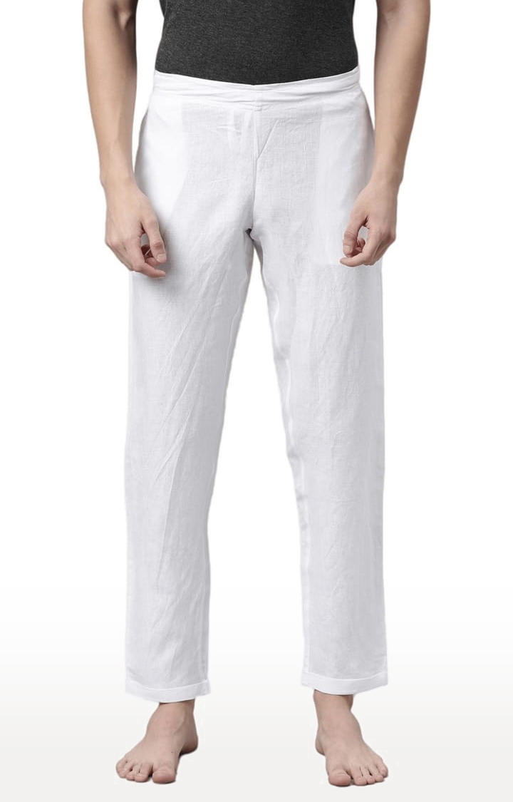 Ecentric | Men's White Solid Hemp Casual Pant