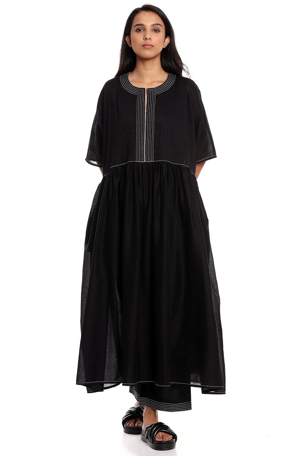 ABRAHAM AND THAKORE | Black Flared Dress Coordinate Set