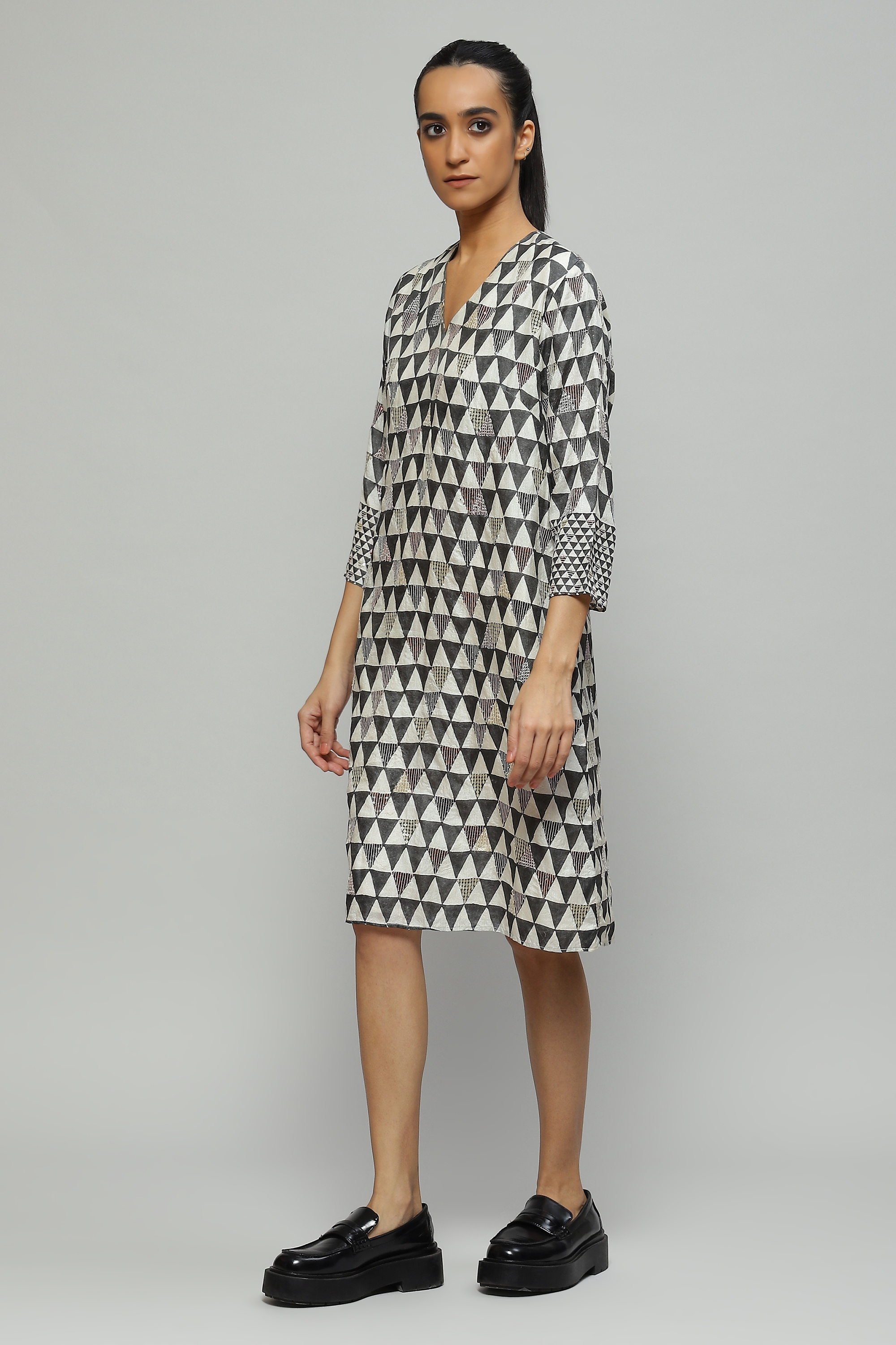 ABRAHAM AND THAKORE | Hand Block Printed And Sequinned Dress