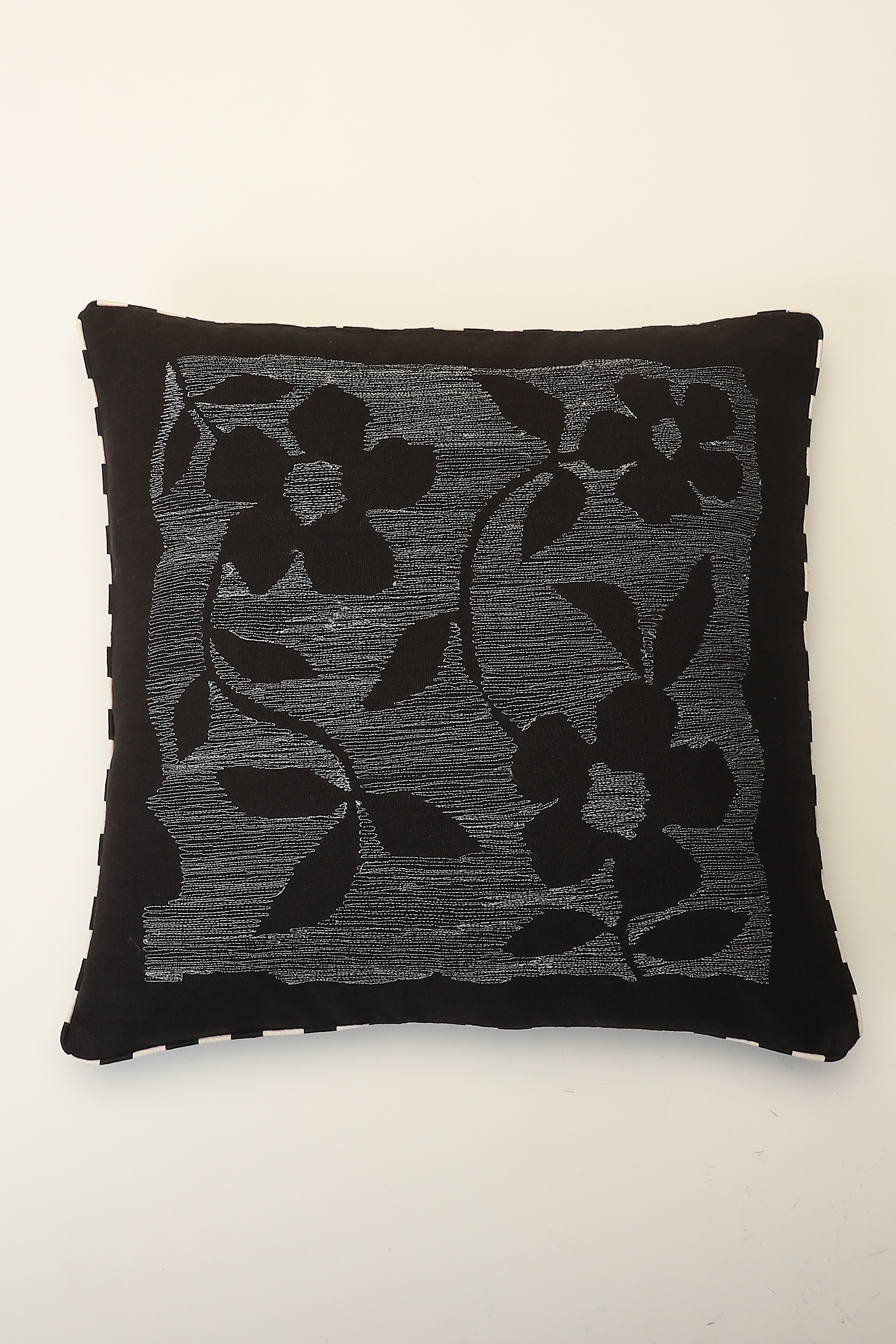 ABRAHAM AND THAKORE | Floral Scribble Embroidery Cushion Cover