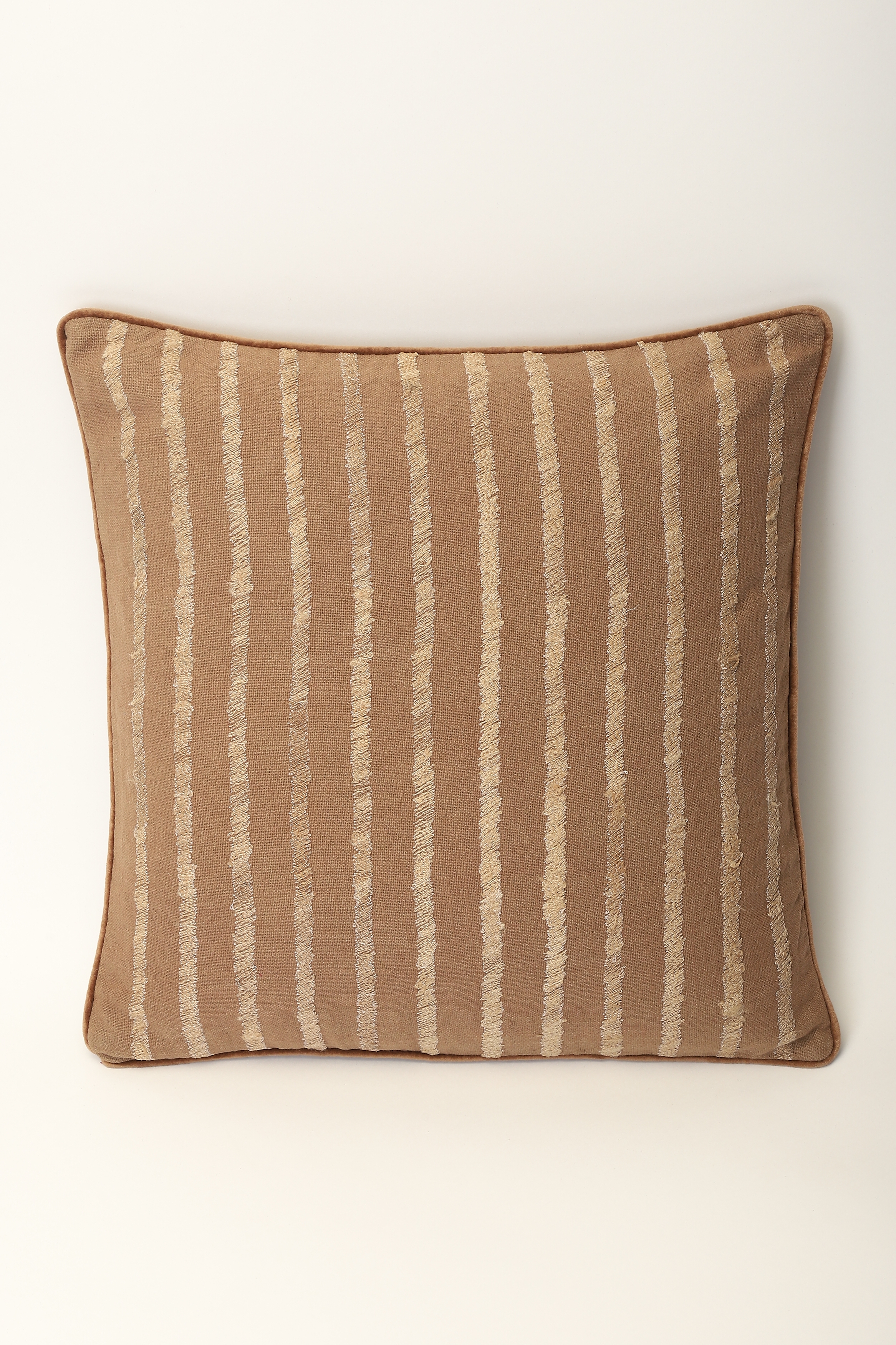 ABRAHAM AND THAKORE | Tussar Silk Embroidered Stripe Cushion Cover