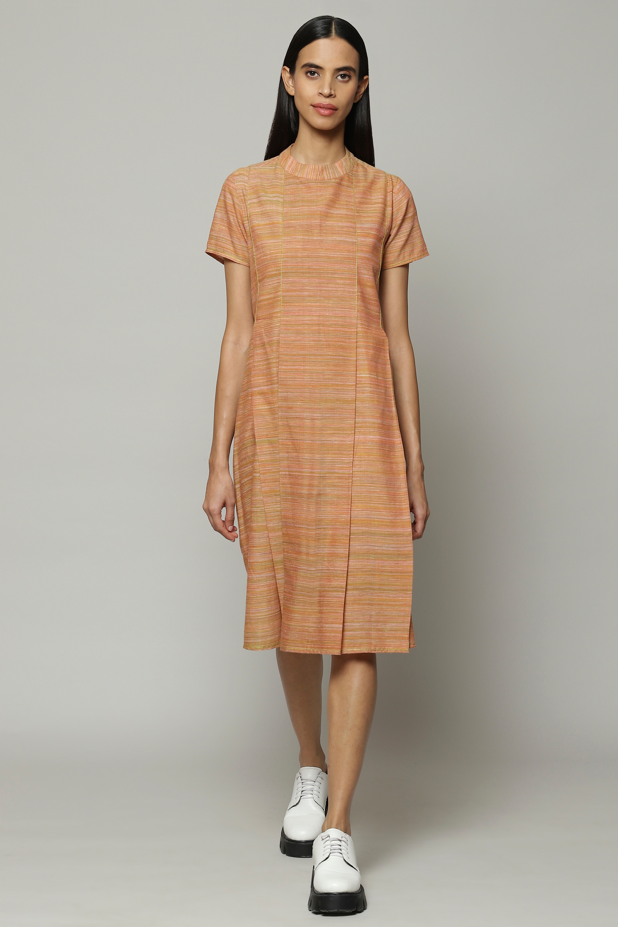 ABRAHAM AND THAKORE | Space Dyed Handspun Handwoven Tencel Cotton Dress