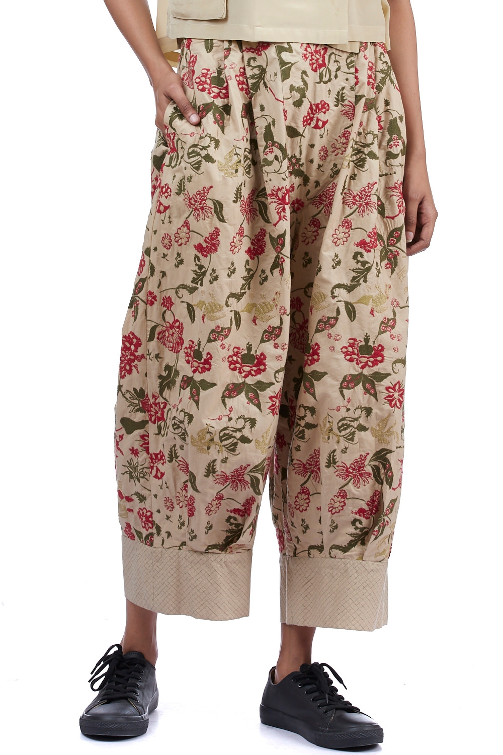 ABRAHAM AND THAKORE | Floral Embroidered Gabardine Pants
