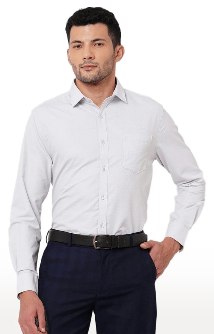 SOLEMIO | Men's Grey Cotton Solid Formal Shirt