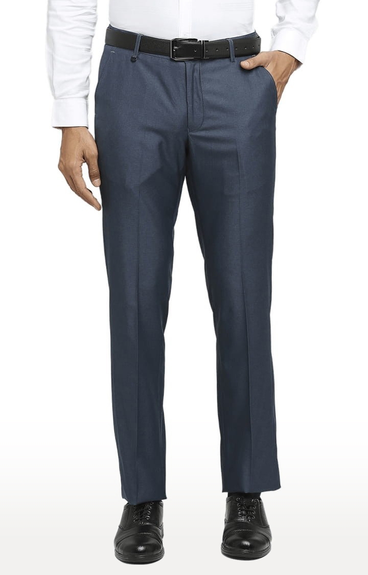Men Light Grey Polyester Formal Trouser, Size: Large