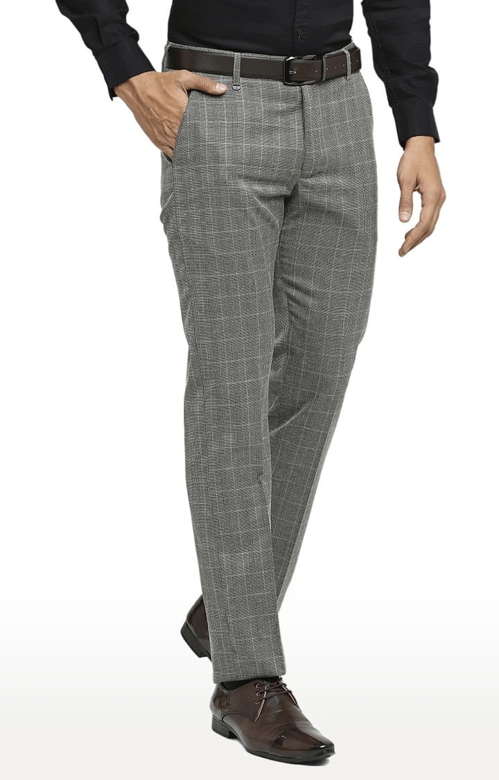 Invictus Grey  Black Slim Fit Checked Formal Trousers for men price  Best  buy price in India August 2023 detail  trends  PriceHunt