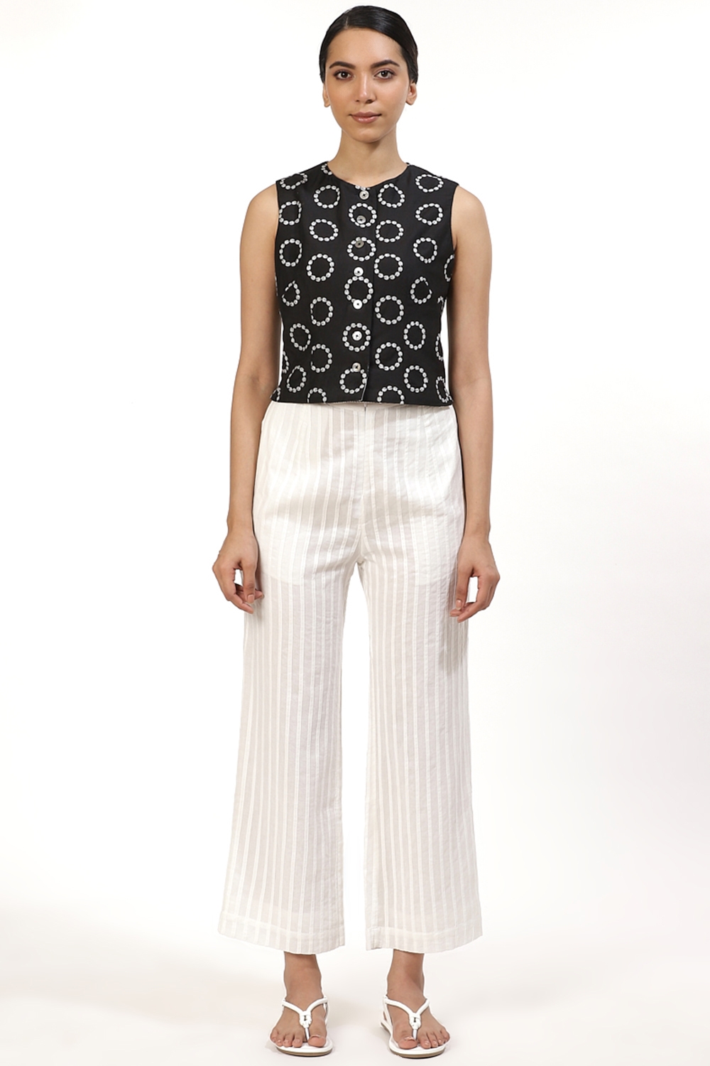 ABRAHAM AND THAKORE | Black And White Ring Blouse