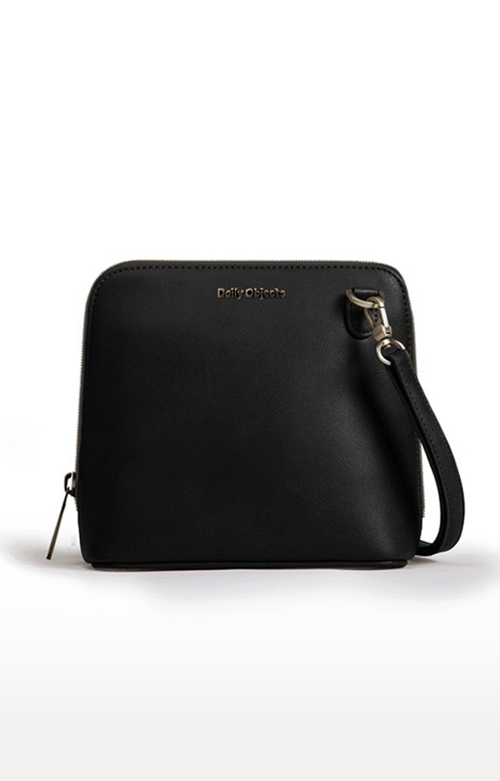 DailyObjects | Women's Black Vegan Leather  Trapeze Sling Bags