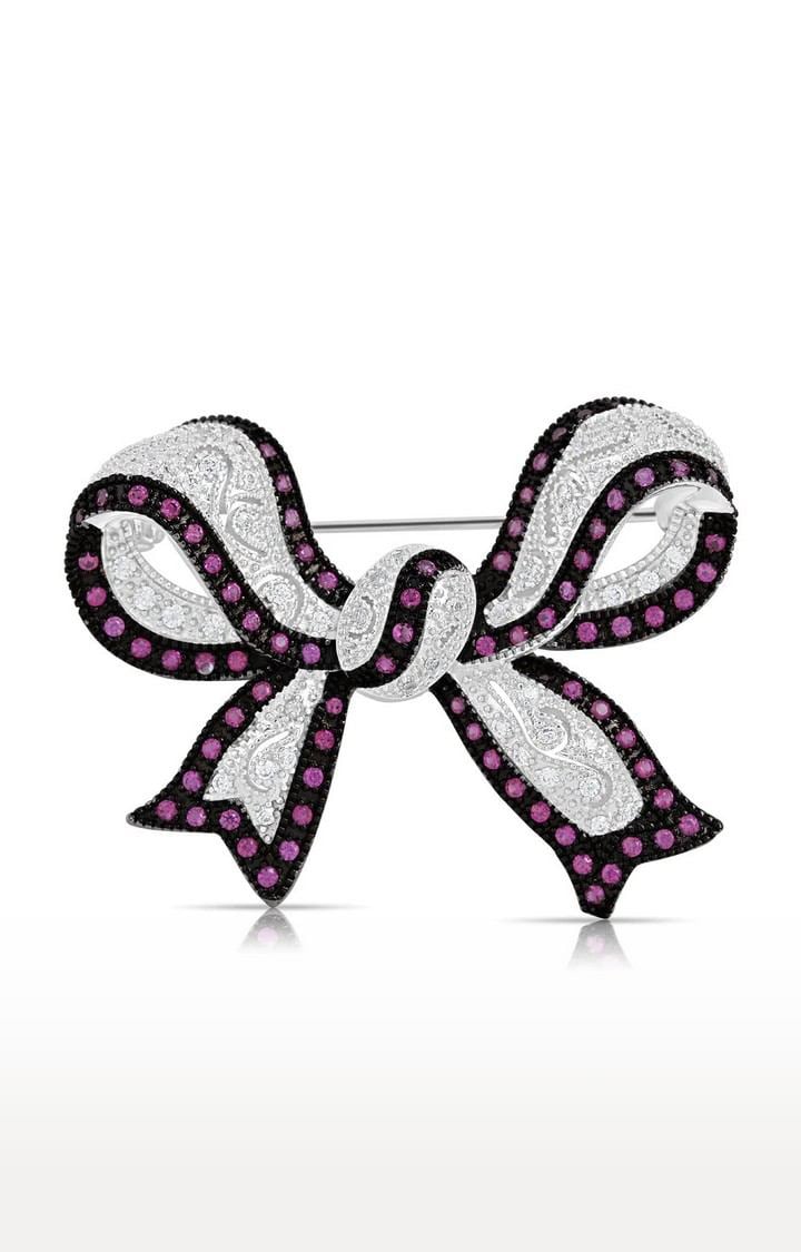 WRAPGAME | Unisex Silver & Puprple 10 Inch Ruban Brooches
