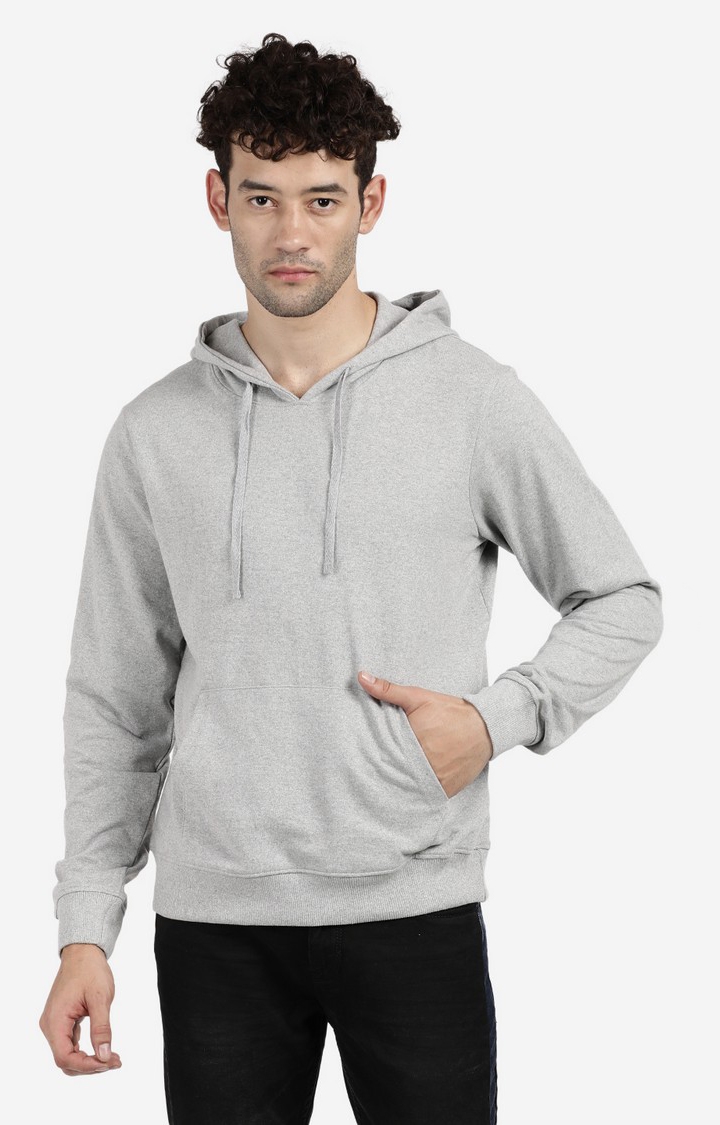 Men's Hooded and Pocket Solid Grey Hoodies
