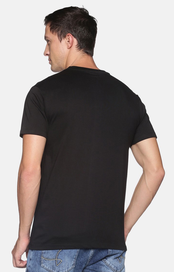 Men's Regular Fit Graphic Printed  Black  Regular T-shirt