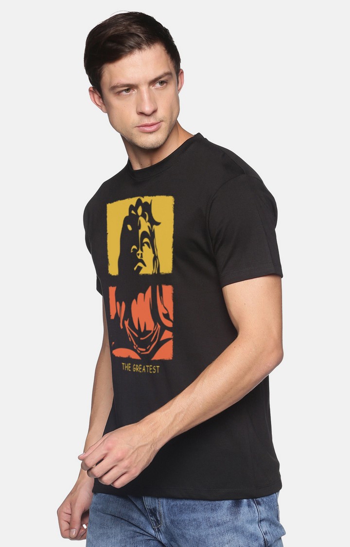 Men's Regular Fit Graphic Printed  Black  Regular T-shirt