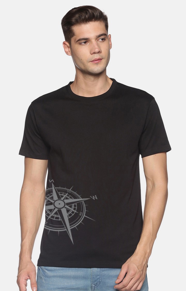 BLACK RADIO | Men's Regular FiT-Shirt Solid Black Regular T-shirt