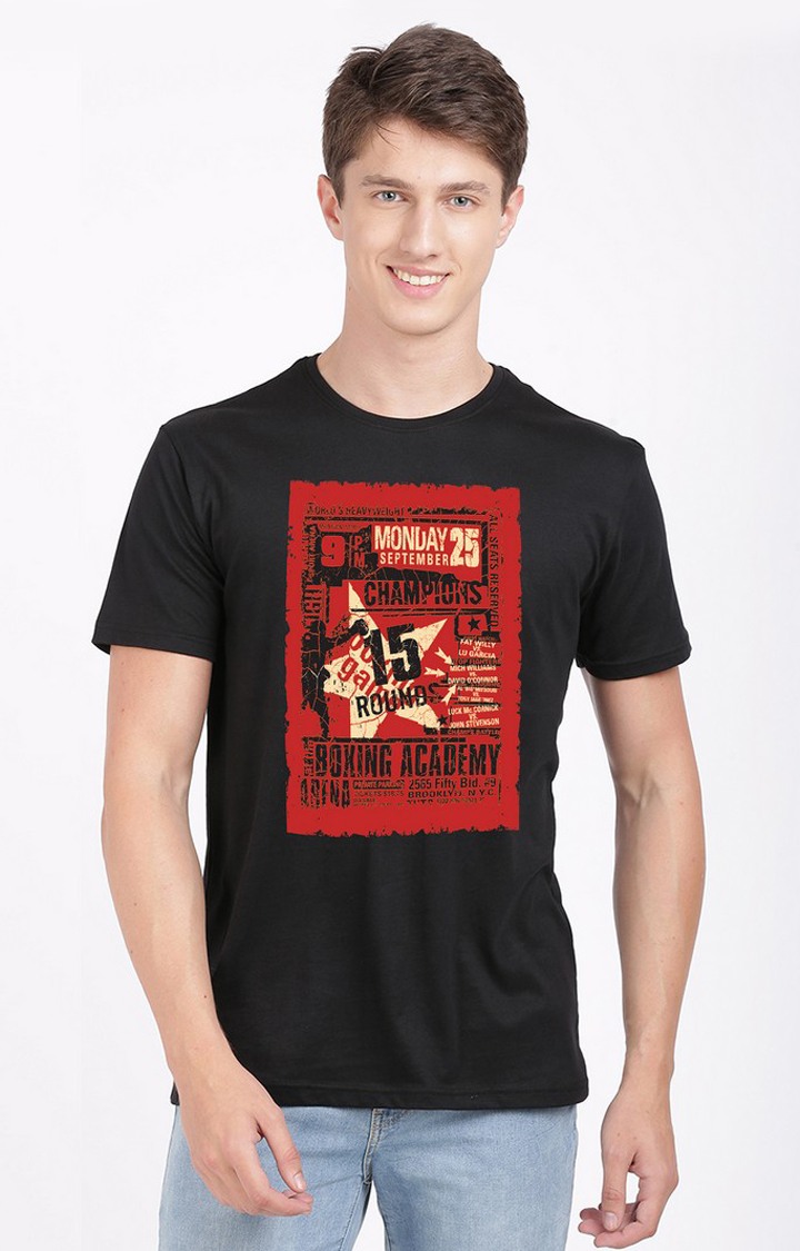 BLACK RADIO | Men's Regular Fit Graphic Printed  Black  Regular T-shirt