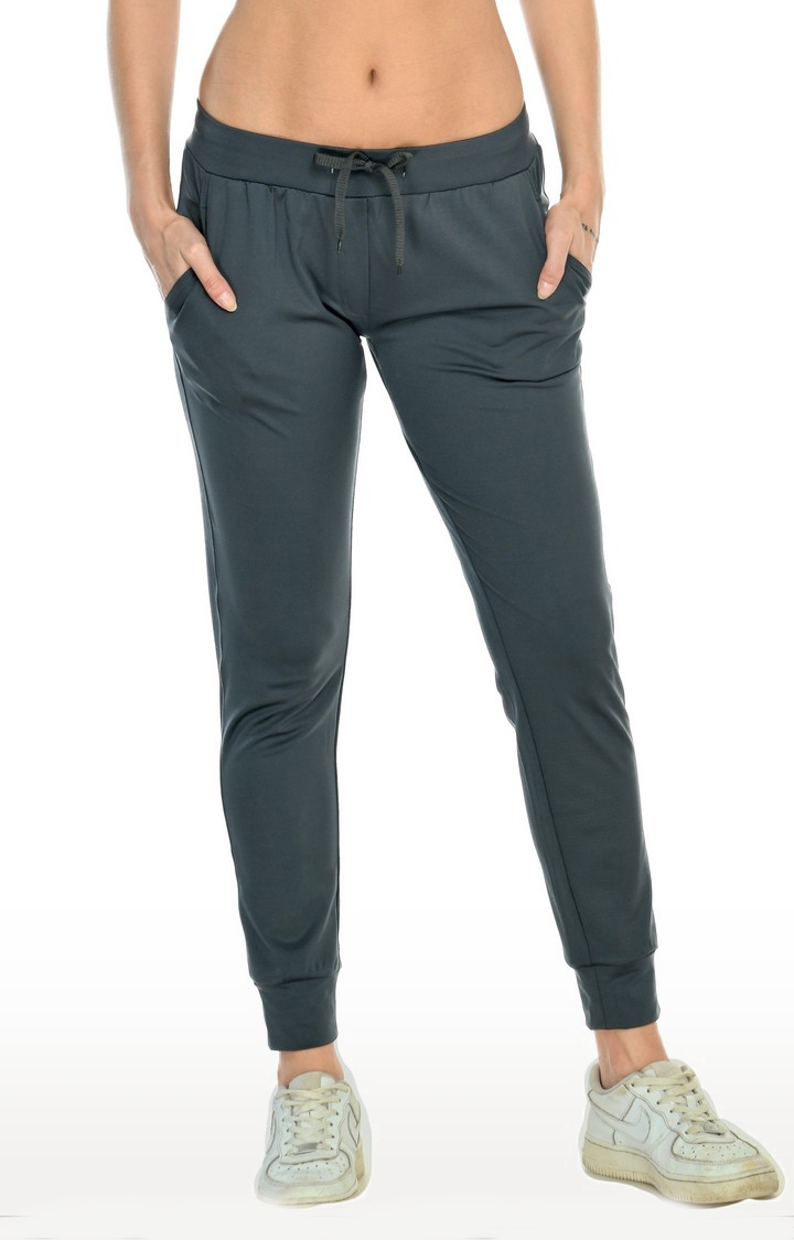 Body Smith | Women's Grey Cotton Blend Solid Activewear Jogger