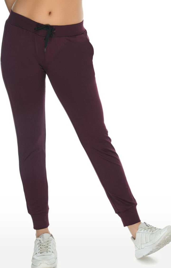 Body Smith | Women's Red Cotton Blend Solid Activewear Jogger