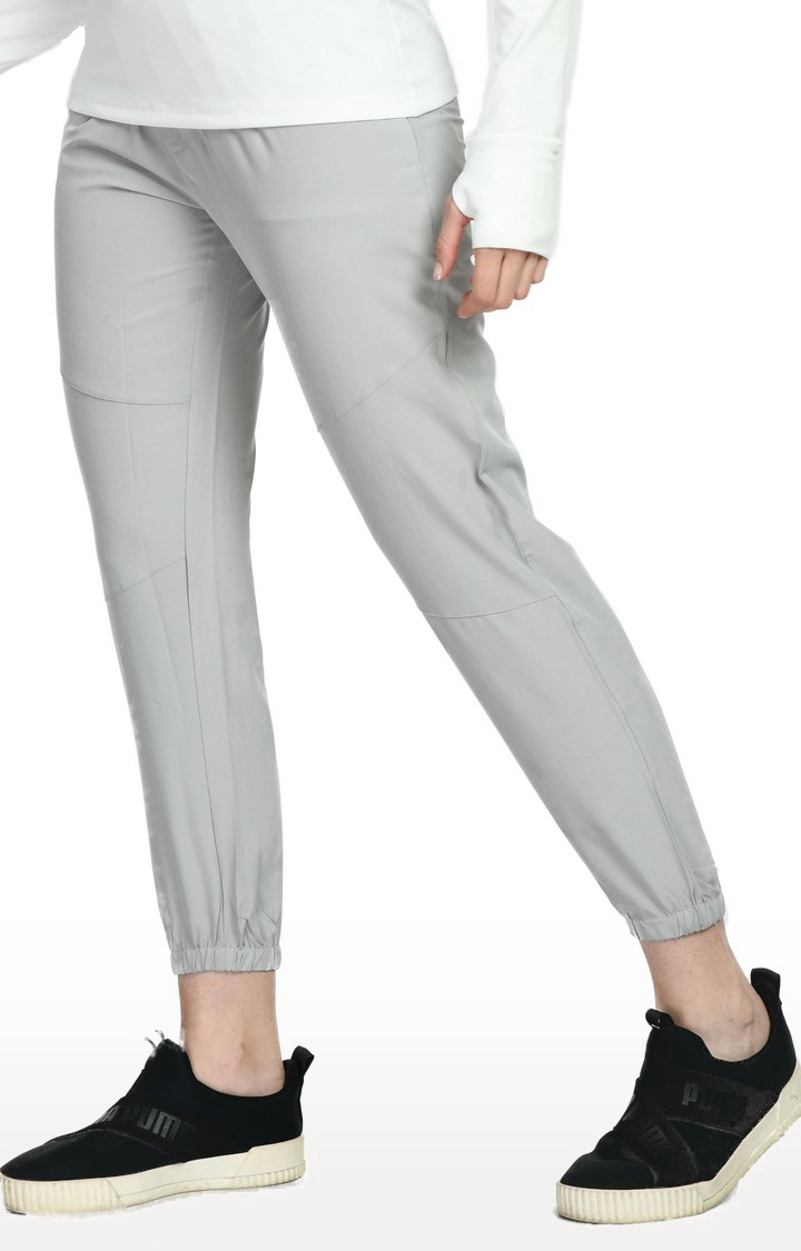 Women's Grey Cotton Blend  Activewear Jogger