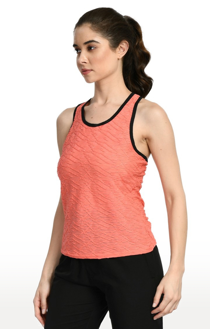 Women's Solid Orange Activewear Tank Top