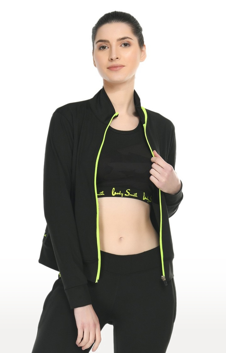 Body Smith | Women's Solid Black Activewear Jacket