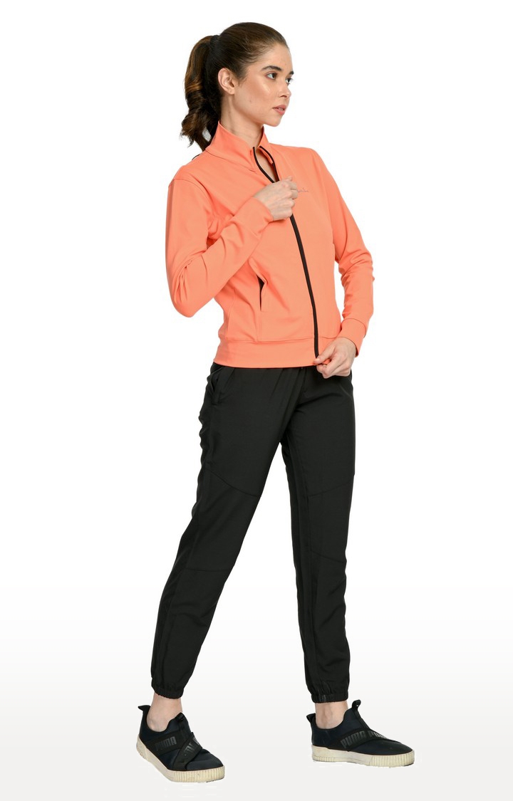Women's Solid Peach Activewear Jacket