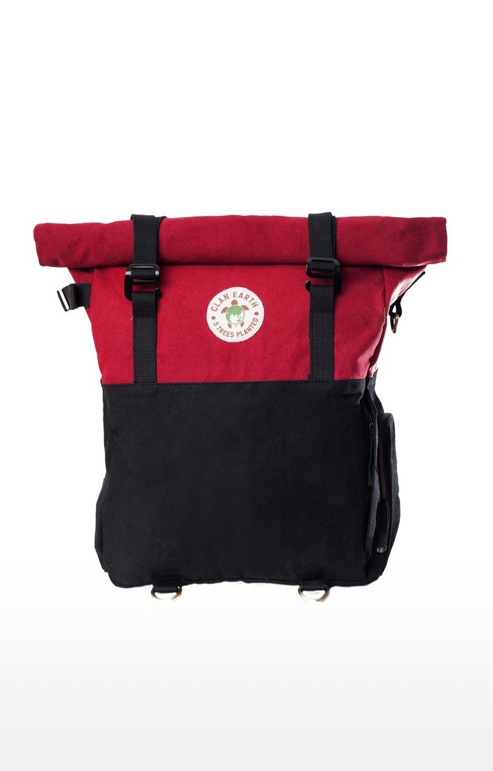 Clan Earth | Unisex Cherry Red & Charcoal Black Sustainable Pangolin Backpack